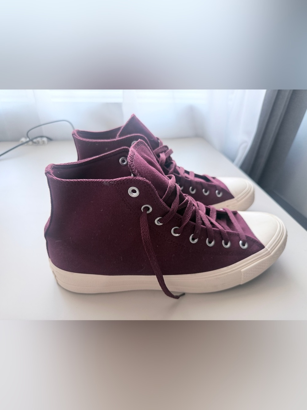 Converse High-Top Canvas Sneakers in Burgundy